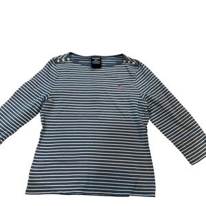 Women's Ralph Lauren Blue Striped 3/5 Sleeve Top